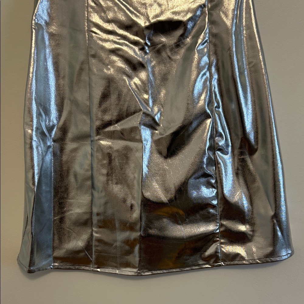 Silver Metallic Strapless Dress - Picture 3 of 6